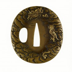 Tsuba with a Dragon among Clouds