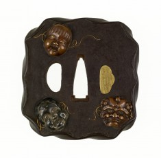 Tsuba with Masks of Noh Characters: Shojo, Okame and Oni
