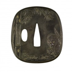 Tsuba with a Tiger in a Bamboo Grove