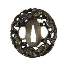 Tsuba with Two Dragons
