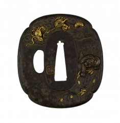 Tsuba with a Tiger and a Dragon