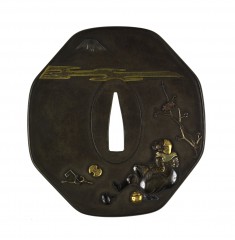 Tsuba with the Treasures of the Seven Gods of Good Fortune