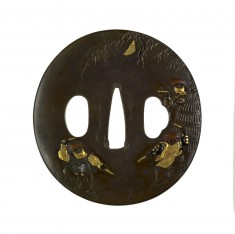 Tsuba with Scene of Celebrating the Tanabata Festival