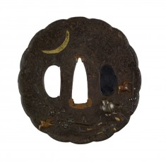 Tsuba with Nightingales and an Owl