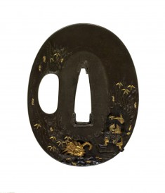Tsuba with Watanabe no Tsuna Pursuing the Earth Spider into her Cave
