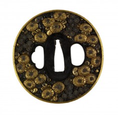 Tsuba with Chrysanthemum Blossoms