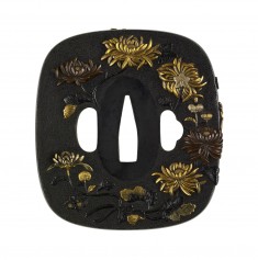 Tsuba with Chrysanthemums