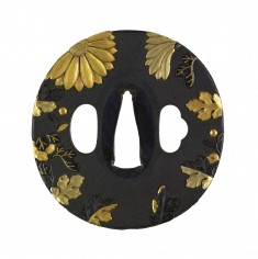Tsuba with Chrysanthemums