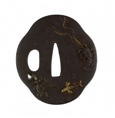 Tsuba with Sea Creatures: Eel, Flying Fish, Spiny Lobster, and Octopus
