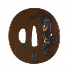 Tsuba with the Taoist Immortal Bukan and his Tiger