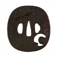 Tsuba with a Wild Goose and Moon