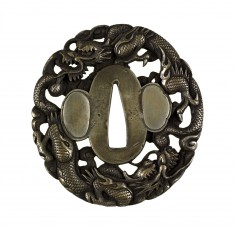 Tsuba with Two Dragons