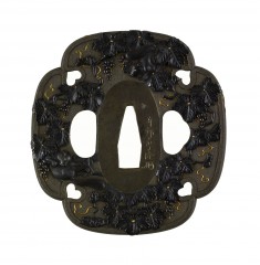 Tsuba with Squirrels in a Grape Vine