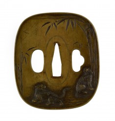 Tsuba with Tigers in Bamboo