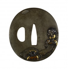 Tsuba with Kanzan and Jittoku