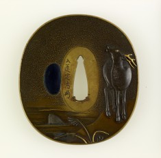 Tsuba with Stag Calling under the Autumn Moon