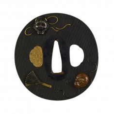 Tsuba with Five Noh Masks