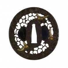 Tsuba with Chrysanthemums and Paulownia