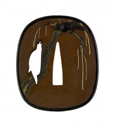 Tsuba with Birds in a Spring Willow