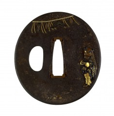 Tsuba with a New Year's Lion Dancer