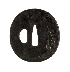 Tsuba with Heron and Reeds