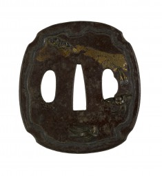 Tsuba with Swallows and Cherry Blossoms