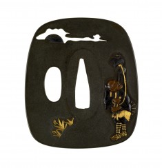Tsuba with a Cormorant Fisherman