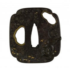 Tsuba with Tiger and Waterfall