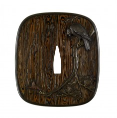 Tsuba with a Hawk and a Sparrow