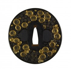 Tsuba with Chrysanthemums