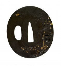 Tsuba with Shoko Reading a Book by Moonlight