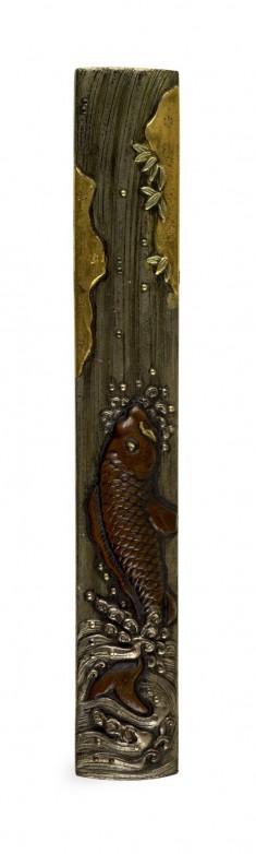 Kozuka with a Carp Ascending a Waterfall