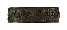 Fuchi with Cherry Blossoms Floating on Waves