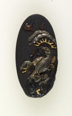 Kashira with a Hawk and Sparrow
