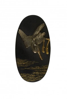 Kashira with a Heron Alighting