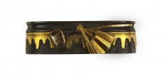 Fuchi with Sake Barrel, Ladle and Fan