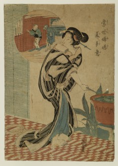 A Courtesan with a Water Dipper on a Veranda