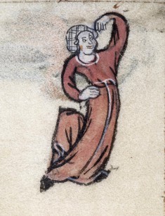Leaf from Book of Hours: Hours of the Nativity of the Virgin, Woman Dancing in Margin
