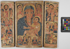 Triptych with Virgin and Child Flanked by Archangels; Scenes from the Life of Christ; Apostles and Saint George and Saint Mercurius