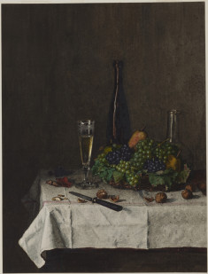 Still Life: Basket of Grapes, Walnuts, and Knife