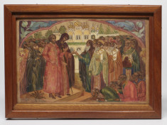 Painted Plaque with a Scene of the Church Elders Informing Michael of His Election as Tsar