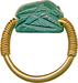 Scarab with Worshiper and Winged Deity Set in a Gold Swivel Ring Thumbnail