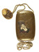 Inro with Hotei, Crane, and Children; Netsuke of a Puppy, Gourd Vine, and Straw Snow Protector Thumbnail