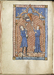 Leaf from the Carrow Psalter: Angel Hands Spade to Adam and Spindle to Eve Thumbnail