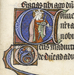 Initial C with Queen of Sheba Making Sign of Cross with Two Knobbed Sticks Thumbnail