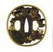 Tsuba with a Wine Jar, Ladle, and Young Woman with a Fan Thumbnail