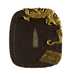 Tsuba in the Shape of an Inkstone with Inkstick Thumbnail