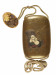 Thumbnail: Inro with Hotei, Crane, and Children; Netsuke of a Puppy, Gourd Vine, and Straw Snow Protector