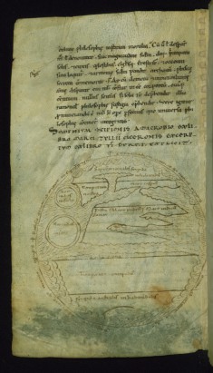 Leaf from Commentarii in Somnium Scipionis: Map of the World