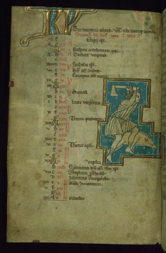 Leaf from Psalter: December Calendar, Man Butchering Pig
